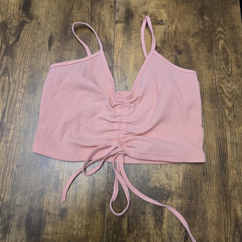 Pink Ruched Crop Top women's size medium unbranded